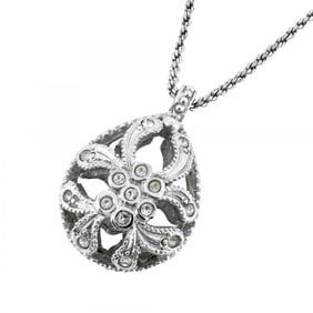 Christian Dior necklace drop motif metal rhinestone silver ladies