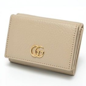 Gucci Double G Tri-fold Compact Wallet 735212 Leather Beige Yellow K-159160