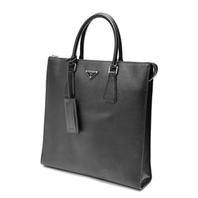 Prada Triangle Saffiano Leather Tote Bag 2VG079 in Black (K-159155)