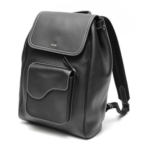 Dior Saddle Backpack with Flap, Grained Calfskin, Black, S-159201