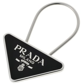 Prada Triangle Key Ring, Keychain, 2PS395, Metal, Black and Silver, S-159112