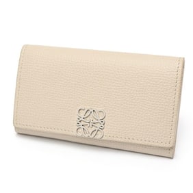 LOEWE Anagram Key Case C821K92X01 in Pebble Grain Calfskin, Light Ghost (Greige), S-159078