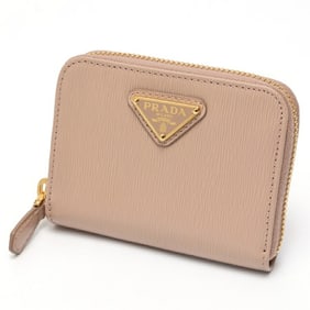 Prada Round Zip Coin Case 1MM268 Saffiano Leather Pink Beige T-159147