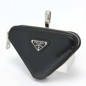 Prada Triangle Coin Case Pouch 1TL433 Leather Black S-159185