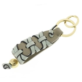 LOEWE Cross Braided Key Ring Keychain C621231X04 Classic Calfskin Greige S-159110