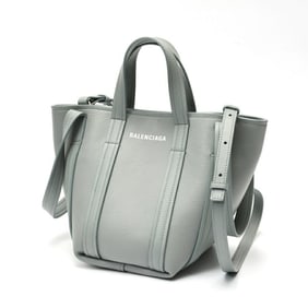 Balenciaga Everyday XS North/South Shoulder Tote Bag 672793 in Grained Calfskin Leather, Blue-Gray,