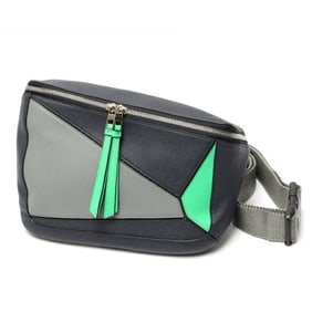 LOEWE Puzzle Bum Bag Belt in Navy and Grey Leather (S-159205)