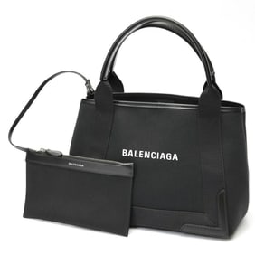 Balenciaga Navy Cabas S Tote Bag 339933 Canvas Leather Black T-159335