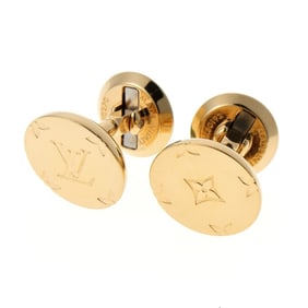 Louis Vuitton Bouton de Manchette Monogram LV Circle Cufflinks M80192 Metal Gold S-159019