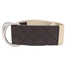 BOTTEGA VENETA Intrecciato Leather Fabric Belt, Size L, Beige/Dark Brown, Men's