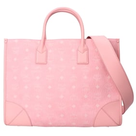 MCM Munchen Visetos 2-Way Shoulder Tote Bag, Pink, Women's