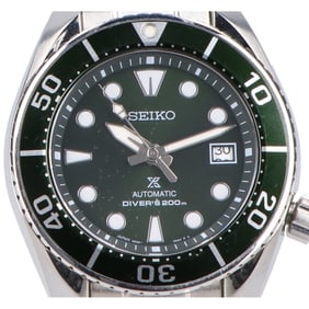 SEIKO SBDC081 PROSPEX SUMO Diver's Automatic Watch, Silver/Green, Men's