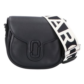 MARC JACOBS 2S3HMS003H03 Logo Strap Leather Shoulder Bag, Black, Women's