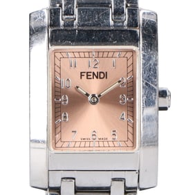 FENDI 076-7000L-840 Classico Square Face Quartz Watch, Silver, Women's