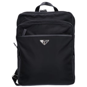 PRADA 2VZ063 Nylon and Saffiano Backpack, Black, Men's
