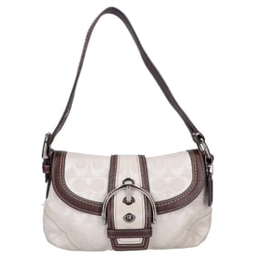 COACH 10296 Soho Signature Canvas One Shoulder Bag in White and Brown for Women