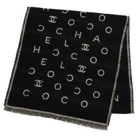 CHANEL Coco Mark Logo Cashmere and Silk Scarf in Black for Women