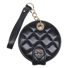 CHANEL 28 Series Matelasse G Hardware Lambskin Name Tag Charm Black Women's
