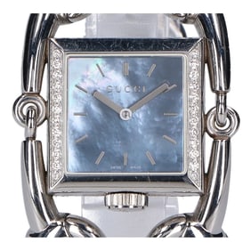 GUCCI 116.3 Signoria Square Quartz Watch, Silver, Women's