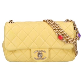 CHANEL No. 31 AS2380 Lamb Matelasse 20 Gripoix Chain Shoulder Bag, 20, Yellow, Women's