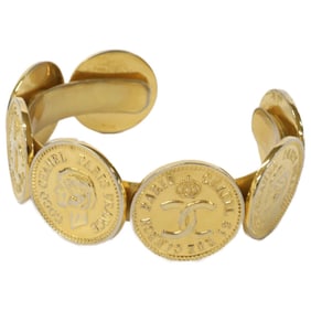 CHANEL 7P Coin Bangle, Gold Color, Women's