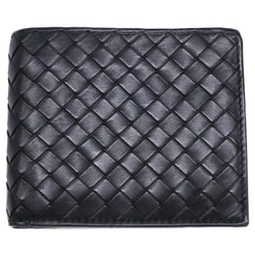 BOTTEGA VENETA Intrecciato Leather Bi-fold Wallet (with Coin Purse) Black Men's