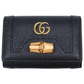 GUCCI 658636 Bamboo GG Marmont Key Case, Black, Women's