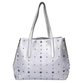 JIMMY CHOO SOFIA Star Stud Leather Tote Bag in Silver for Women