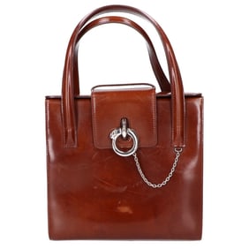Cartier Vintage Leather Handbag Brown Women's