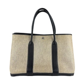 Hermes Hermès Garden PM 36 Toile H Buffle Handbag, Black and Grey, Men's Women's, z7324