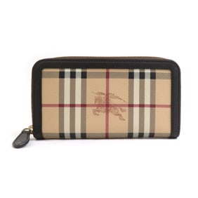 Burberry round long wallet in coated canvas and leather, brown beige, for men women, 56386k