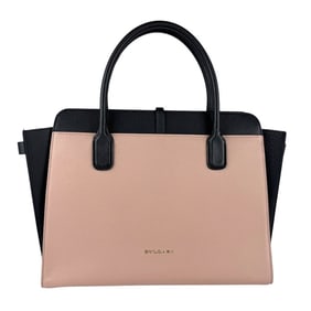 BVLGARI Alba Leather Handbag Shoulder Bag in Black and Pink for Women (z7370)