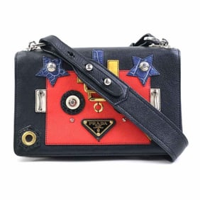 Prada PRADA Shoulder Bag Leather Metal Black Multicolor Women's e60995a