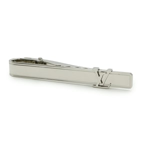 LOUIS VUITTON Louis Vuitton Panse Cravate LV Initial Tie Clip, Bar, Silver, M61981