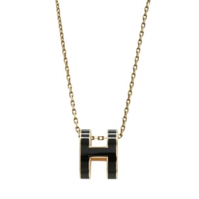 HERMES Pop H Necklace Pendant in PGP Pink Gold Plated Black