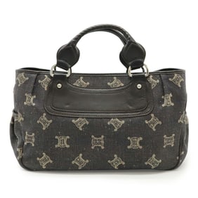 CELINE Macadam Boogie Bag Handbag Tote Denim Leather Black 134022NM