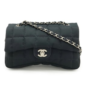CHANEL Chocolate Bar Coco Mark Chain Shoulder Bag in Quilted Nylon and Black (A20204)