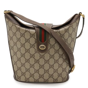 GUCCI Old Gucci GG Plus Sherry Line Shoulder Bag Pochette PVC Beige Mocha Brown 904.02.081