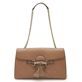 GUCCI Guccissima Emily Chain Shoulder Bag in Horsebit Leather (Beige) 295402