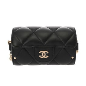 CHANEL Matelasse Mini Chain Pouch in Black Lambskin for Women