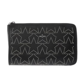 JIMMY CHOO Star Stud Black Italian Unisex Leather Clutch Bag