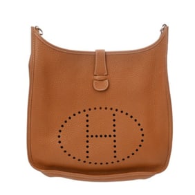 HERMES Evelyn 3 PM Gold Shoulder Bag in Taurillon Clemence Leather, Stamped with L (circa 2008)