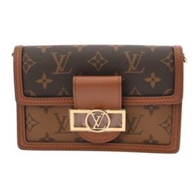LOUIS VUITTON Monogram Reverse Portefeuille Dauphine Brown M68746 Women's Canvas Shoulder Bag