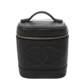 CHANEL Vertical Vanity Bag, Black, A01998, Women's Caviar Skin