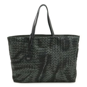 BOTTEGA VENETA Intreccio Illusion Tote Bag Shoulder Nylon Leather Gray