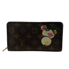LOUIS VUITTON M61729 Porte Monnaie Zip Murakami Takashi Monogram Long Wallet Brown Unisex