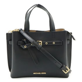 MICHAEL KORS Emilia Small Satchel Handbag/Shoulder Bag in Black Leather (35F0GU5S5T)