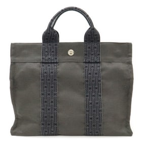 HERMES Air Line Tote PM Bag, Handbag, Mini Tote, Canvas, Gray, Black