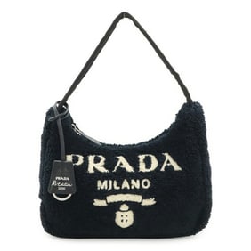 PRADA Terry Re-Edition 2000 Shoulder Bag/Handbag, Triangle Pile, NERO, Black, 1NE515