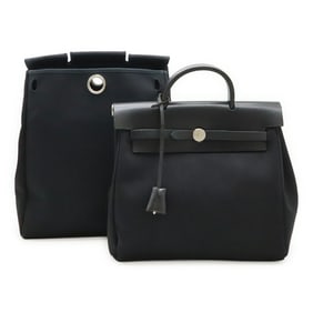 HERMES Hermès Airbag Ad PM Backpack/Handbag, Toile Officier Leather, Black, E Stamp